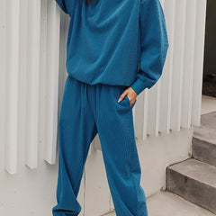 Solid Corduroy Sweatshirt & Joggers Set