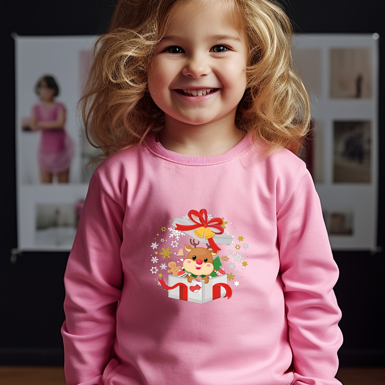 Christmas Surprise Reindeer Sweatshirt for Kids