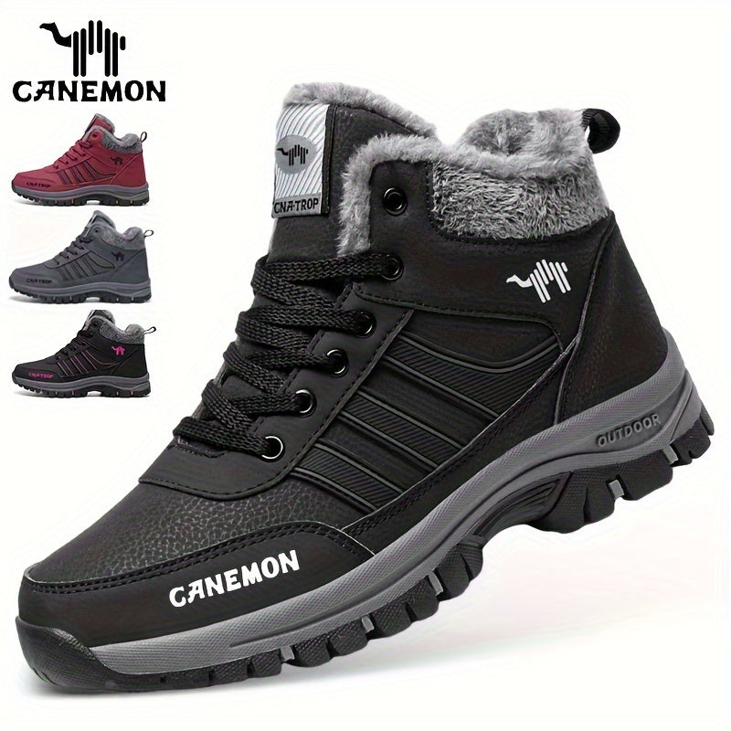 Men's Plush Lined Hiking Boots Non Slip Lace Up Sneakers