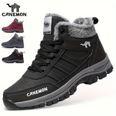 Men's Plush Lined Hiking Boots Non Slip Lace Up Sneakers