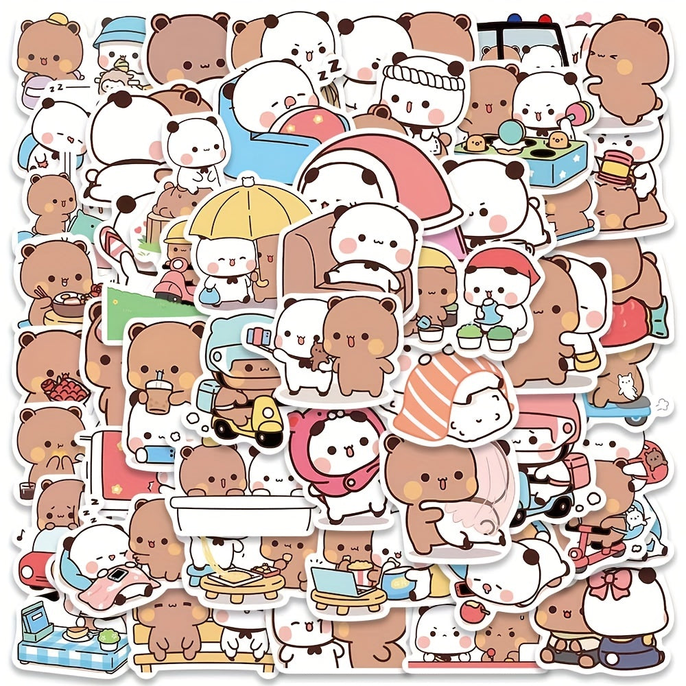 50pcs Cartoon Bears Graffiti Stickers No Repeat Waterproof Sticker
