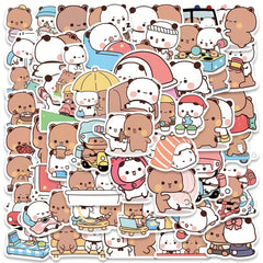 50pcs Cartoon Bears Graffiti Stickers No Repeat Waterproof Sticker