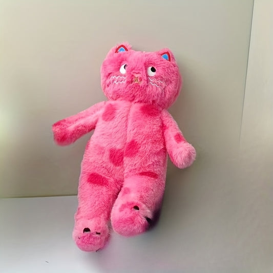 Polka Dot Cat Plush Toy with Pink Accents