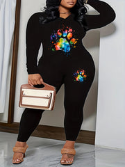 Tie Dye Paw Print Top & Leggings Set
