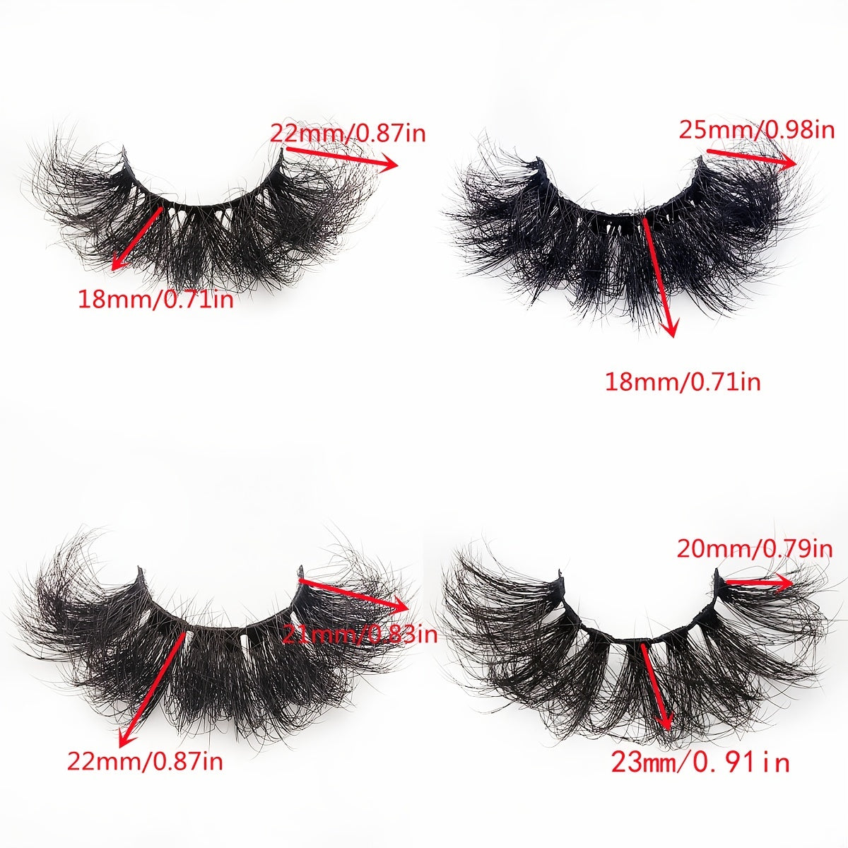 9D Fluffy Faux Mink Lashes Natural Wispy Style 20mm - Makeup and False Eyelashes