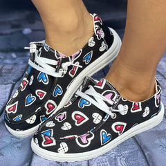 Colorful Love Heart Pattern Skateboard Shoes for Women