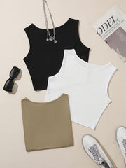 3-Piece Solid Tank Top Set - Women's Clothing