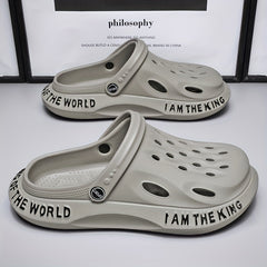 Men's Lightweight Comfy Garden Clogs - Alphabet Detail - Non Slip