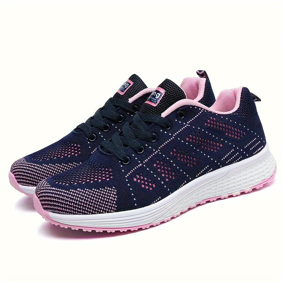 Women's Letter Lace up Walking Shoes Breathable Athletic Sneakers