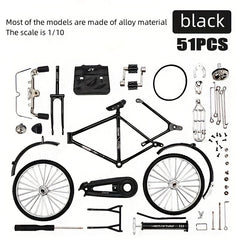 Mini Bicycle Model Kit with Inflator & Briefcase, Retro Style Ornament Toy
