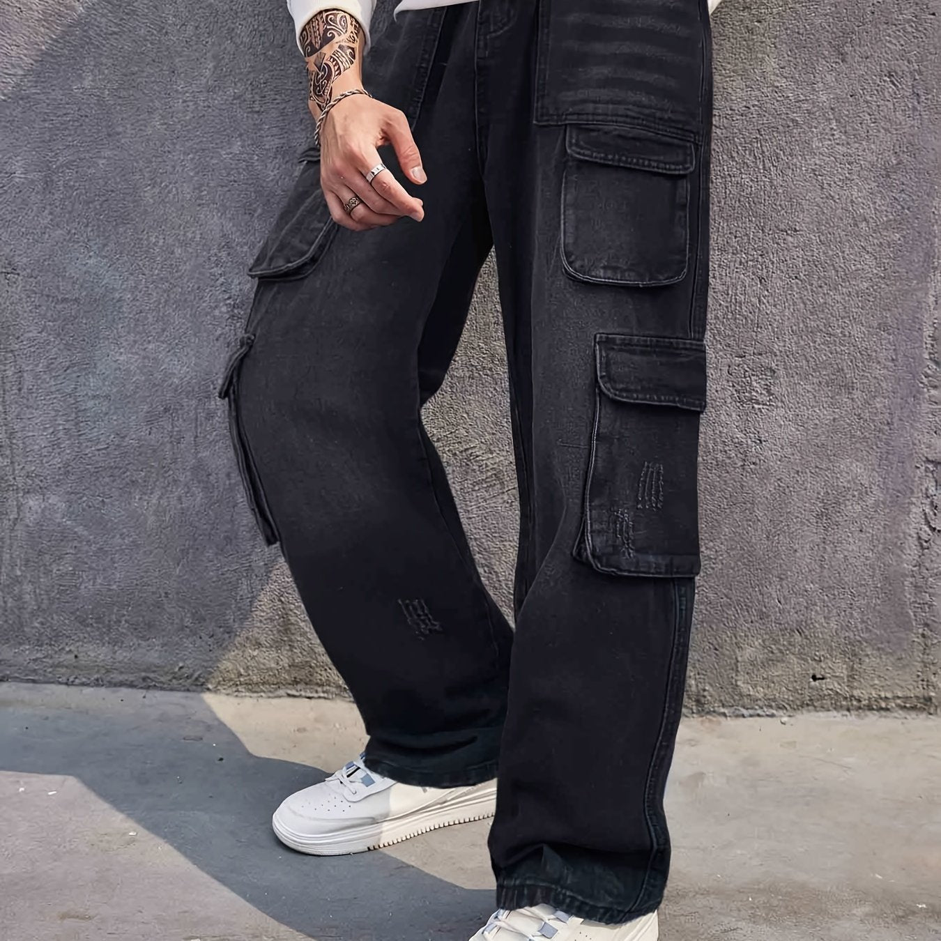 Men's Wide Leg Baggy Denim Pants Spring Summer