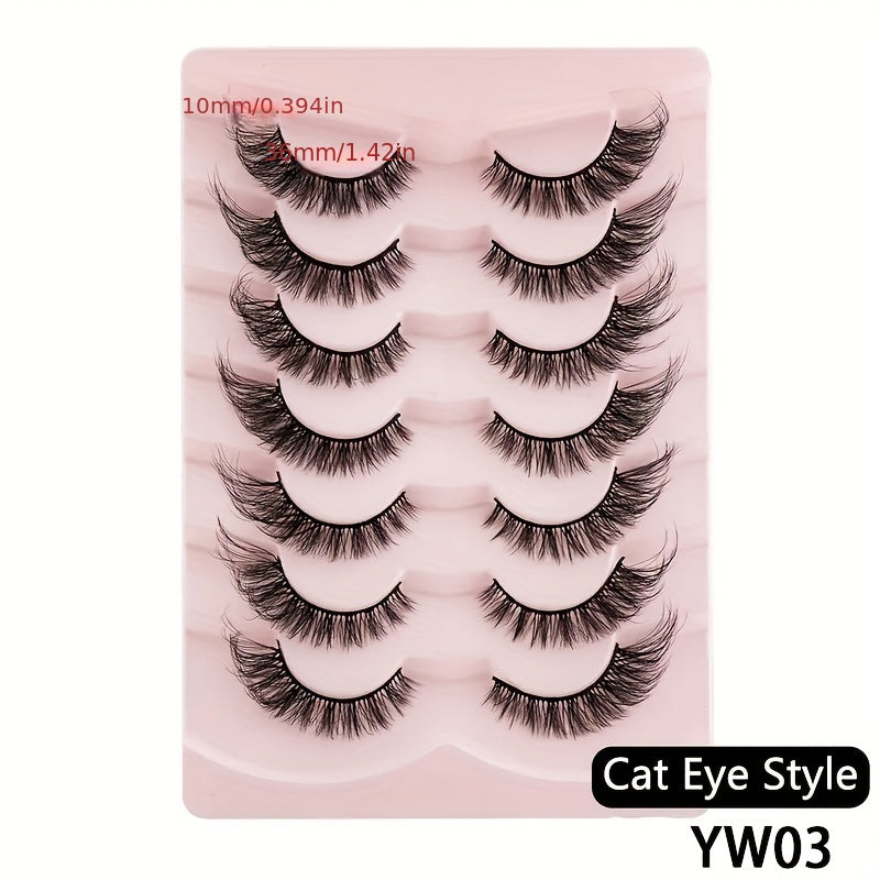 7 Pairs Cat Eye Dramatic False Eyelashes 8D Fluffy Extension Volume