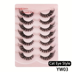 7 Pairs Cat Eye Dramatic False Eyelashes 8D Fluffy Extension Volume