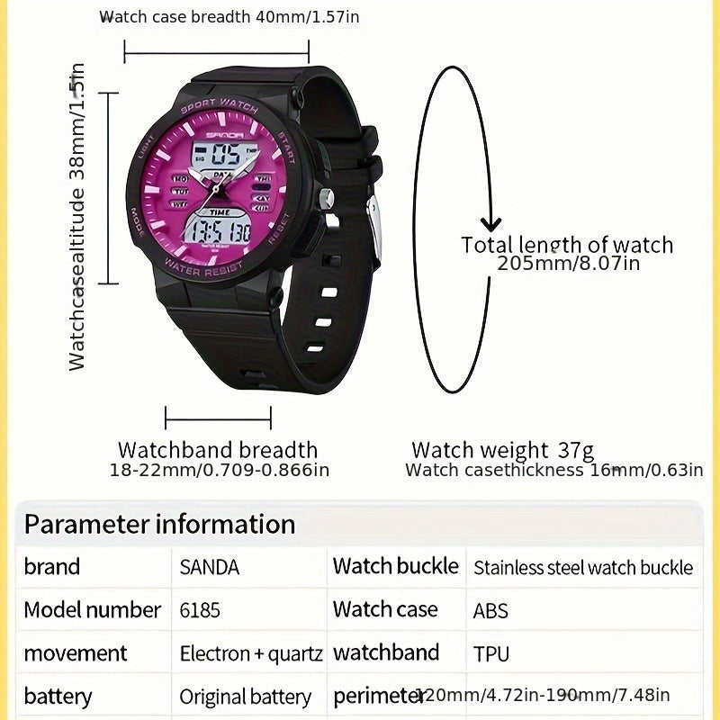 SANDA Unisex Sports Watch Dual Display Night Light