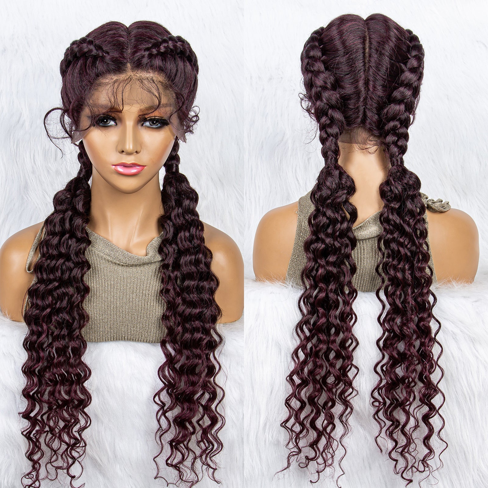 Long Box Braided Lace Front Wig with Baby Hair for Women