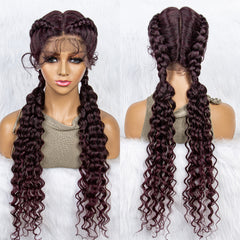 Long Box Braided Lace Front Wig with Baby Hair for Women