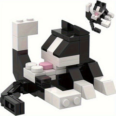 Cat Licking Butt Building Block Set Tuxedo Cat Toy 120pcs