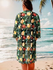 Tropical Print Bikini Set & Cover Up