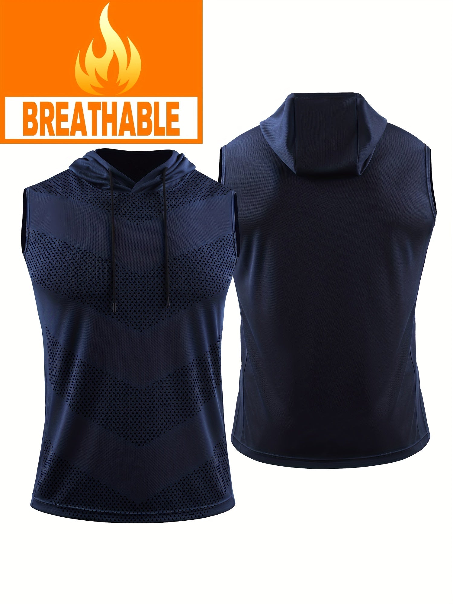 Men's Elastic Hooded Sports Vest Quick-drying Breathable Fitness Tank Top