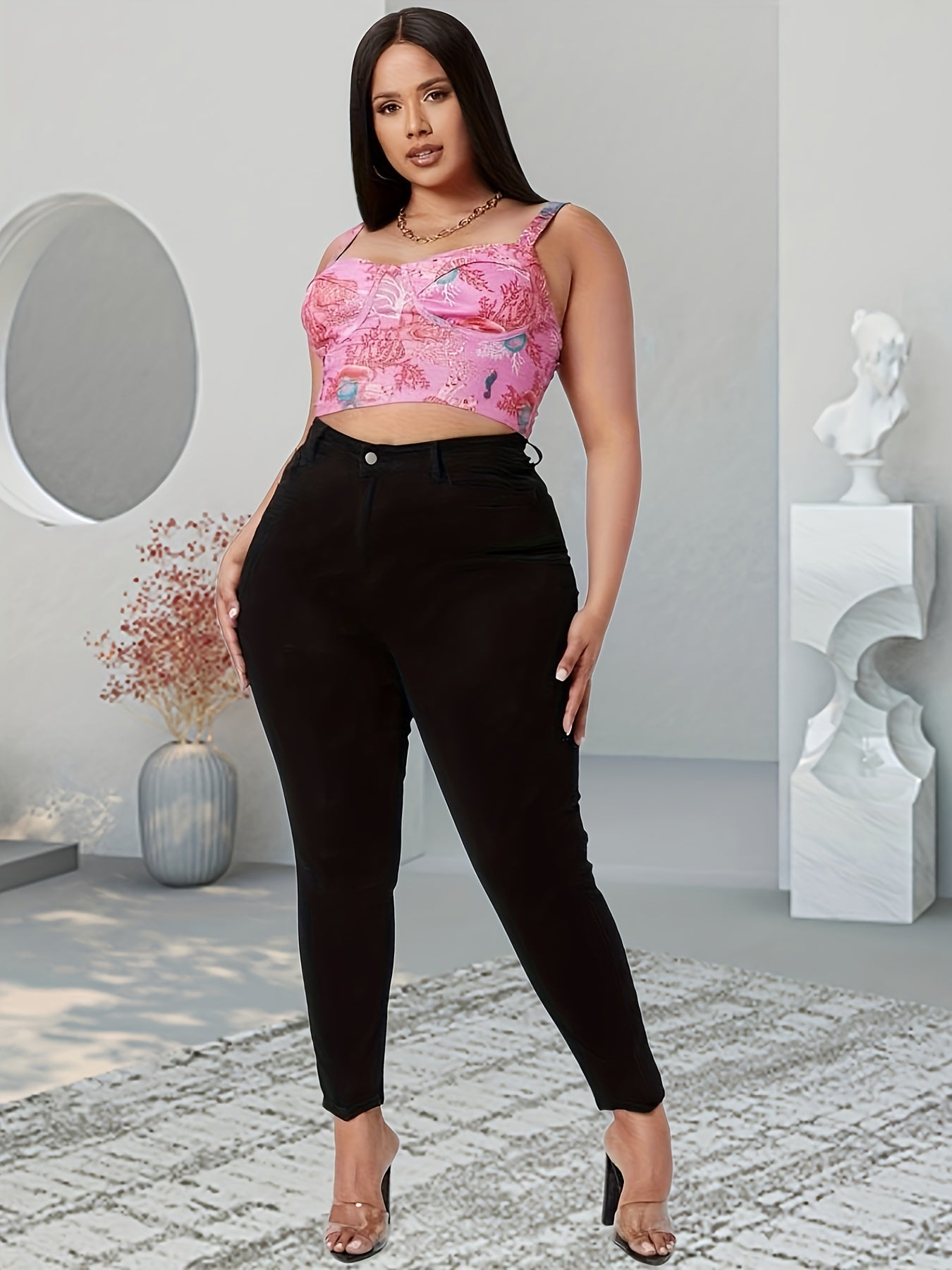 Solid High Rise Button Fly Skinny Jeans