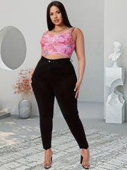 Solid High Rise Button Fly Skinny Jeans