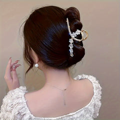 Large Hair Claw Clip Camellia & Rhinestones Non slip Hair Clip Women Girls