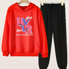 Girls UVIR Print Hoodie & Sweatpants Set
