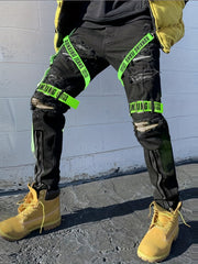 Men's Ripped Straight Denim Jeans With Pockets