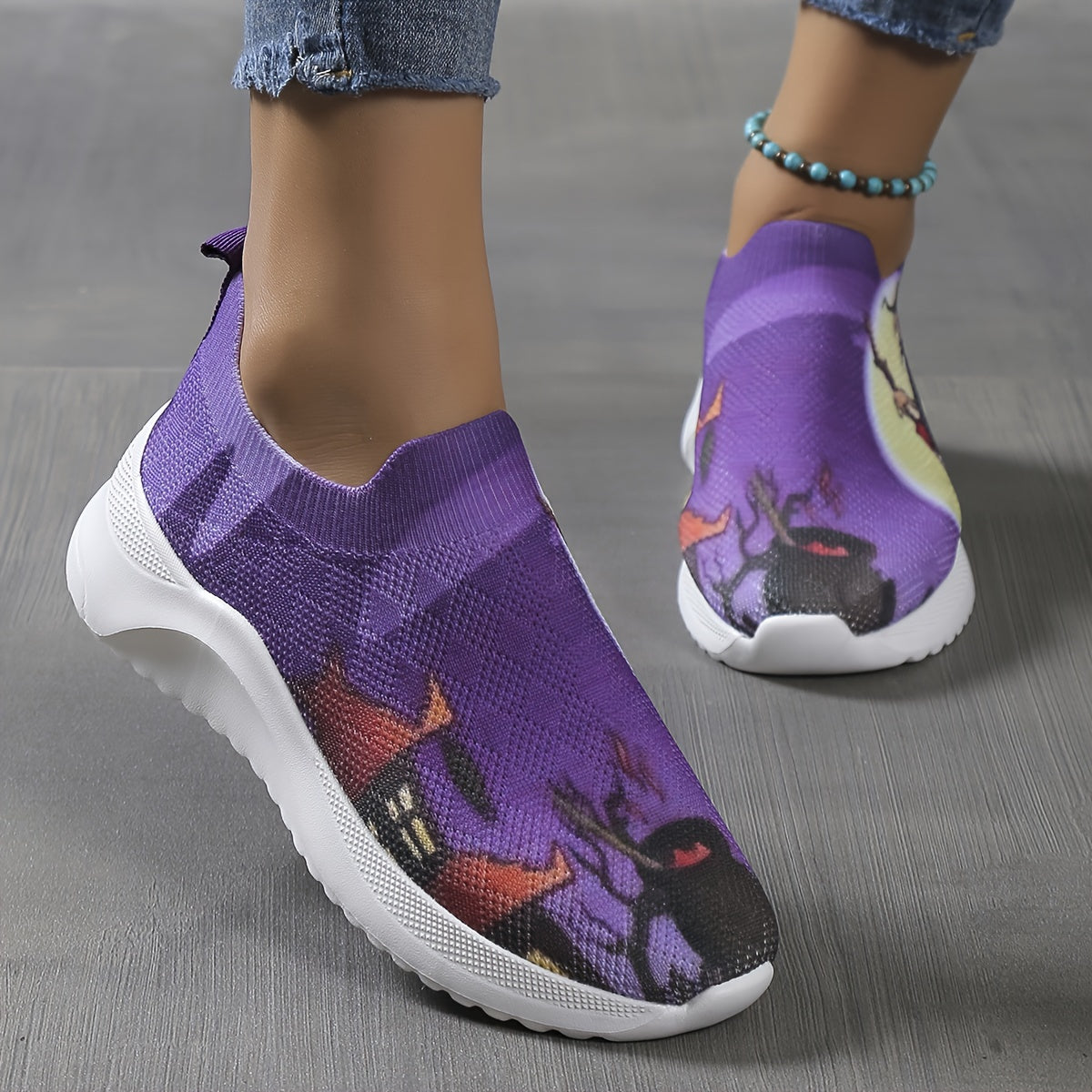 Women's The Witch Slip On Walking Shoes Halloween Low Top Sneakers
