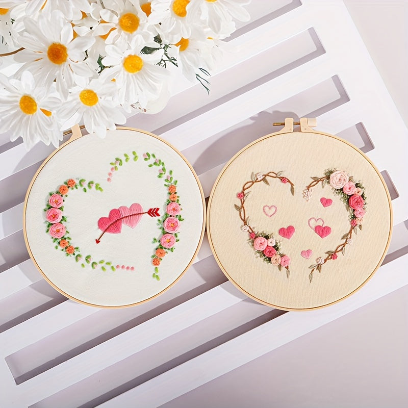 4pcs Embroidery Kit Love Pattern Set with Hoop 20.07cm