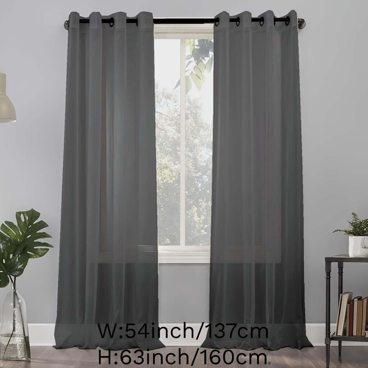 1 Panel Sheer Grommet Top Voile Curtain for Home Decor