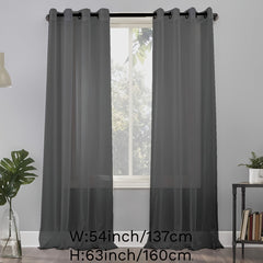 1 Panel Sheer Grommet Top Voile Curtain for Home Decor