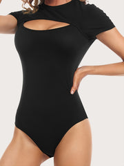 Sexy Crew Neck Cut Out Skinny Bodysuit