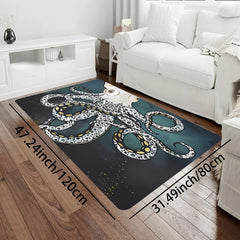 Octopus Pattern Kitchen Rug Bathroom Rug Non-Slip Waterproof Floor Mat