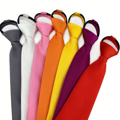 Solid Polyester Men's Zipper Necktie