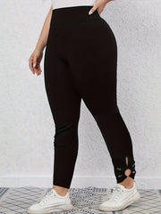 Sporty Plus Size Cut Out Tummy Control Yoga Leggings