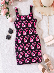 Butterfly Print Square Neck Bodycon Cami Dress for Summer