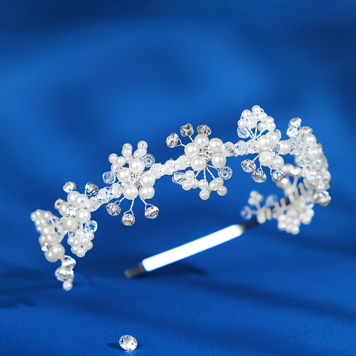 Faux Pearl Crystal Flower Hairband Headband