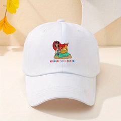 Mermaid Print Baseball Cap Casual Washed Distressed Cotton Dad Hats
