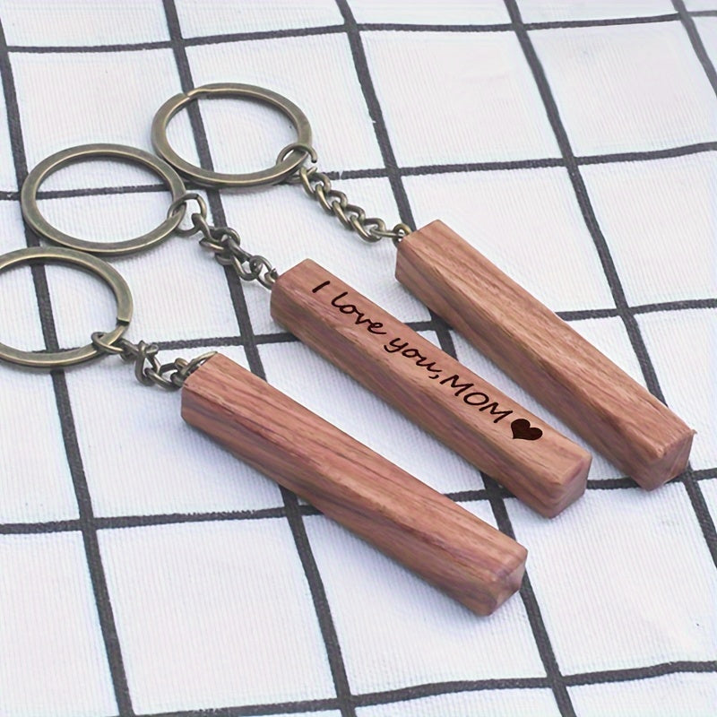 Rosewood Wooden Keychain Keyring Retro Pendant Mother's Gift