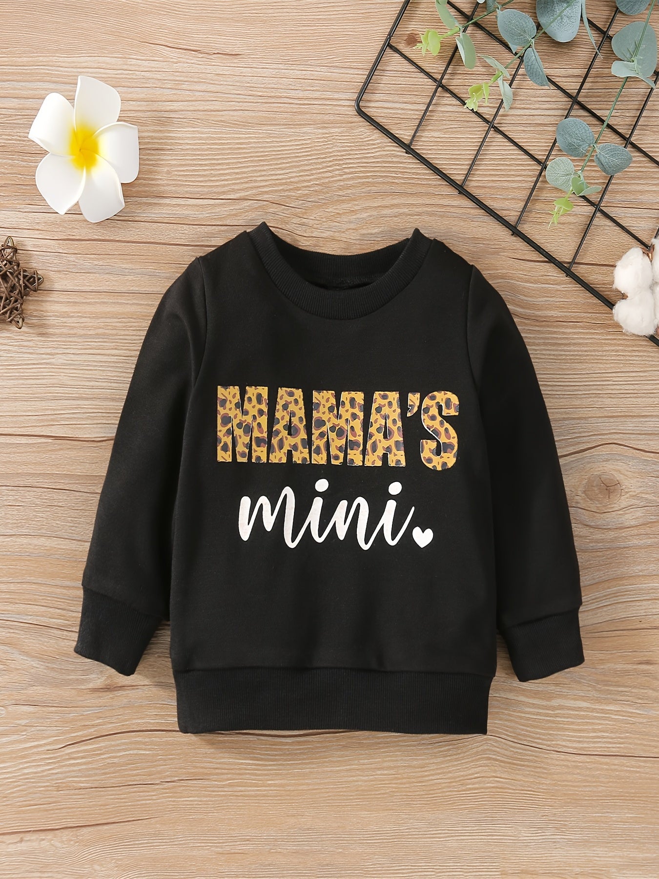 Girls Alphabet Printed Sweatshirt Round Neck Pullover