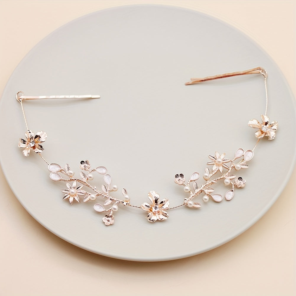 Bridal Flower Headband Rhinestone Hair Accessories Wedding Headdress