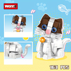 Mini Plush Cat Building Block Toys DIY Animal Models
