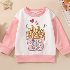 Cartoon Fries Long Sleeve Sweatshirt for Girls
