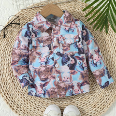 Toddler Baby Boy Cow Printed Short Sleeve Shirt