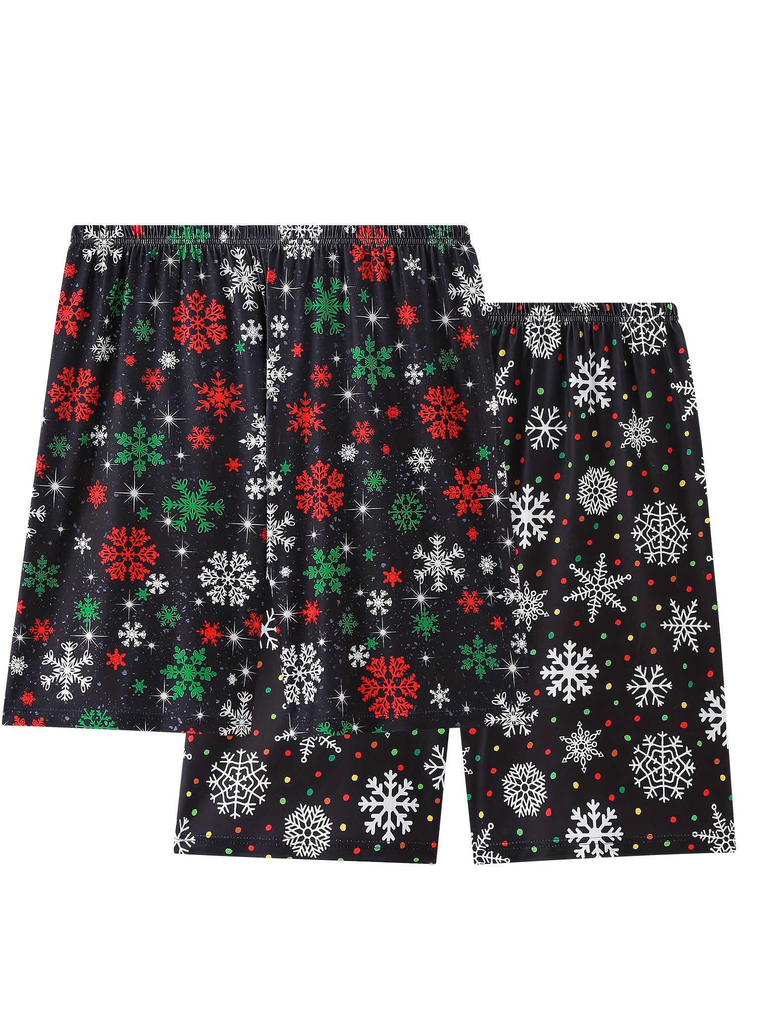 2 Pack Plus Size Christmas Sleepwear Bottoms Set Women's Plus Snowflake & Polka