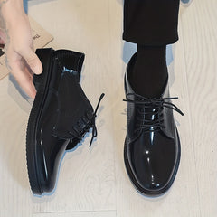 Men's PVC Round Toe Leather Shoes For Wedding Party Office