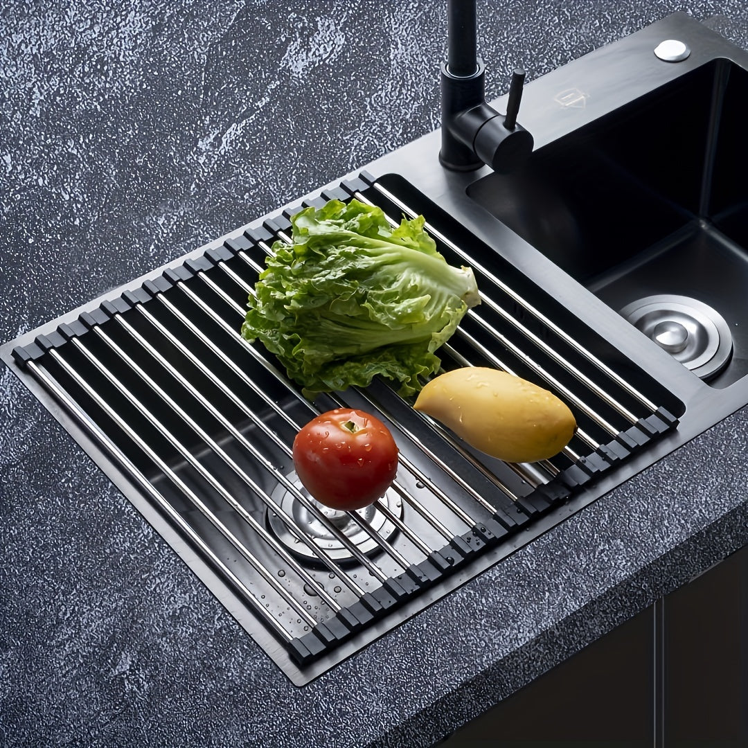 Roll Up Sink Drying Rack Stainless Steel Dish Drain Multifunctional Drainer