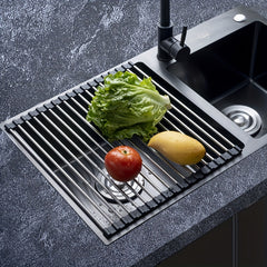 Roll Up Sink Drying Rack Stainless Steel Dish Drain Multifunctional Drainer