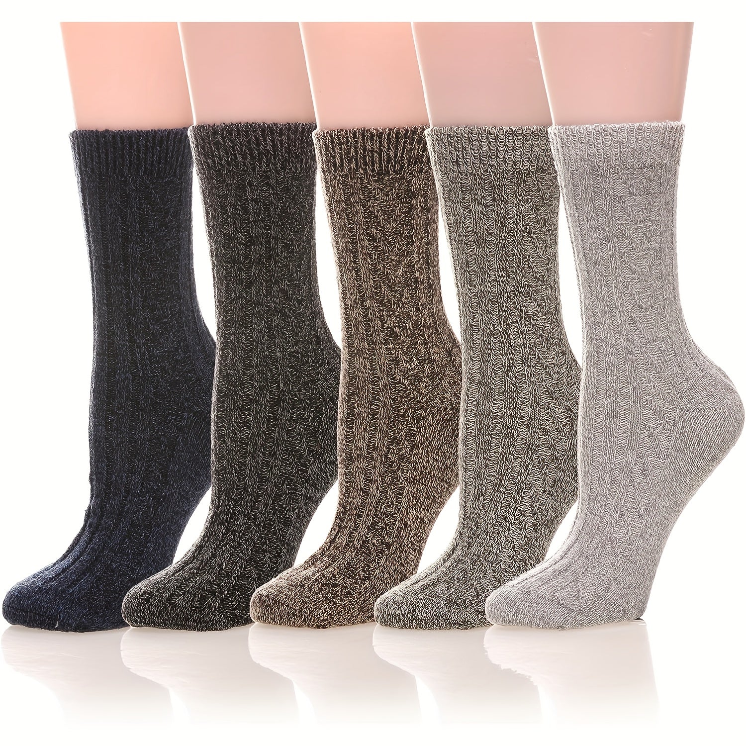 5 Pairs Soft Thickened Mid-calf Winter Socks